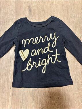 Carter's Merry and Bright Long Sleeve Graphic Tee Black